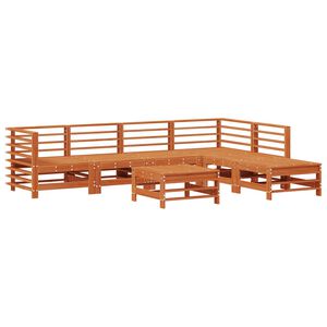 vidaXL Tr&auml;dg&aring;rd loungem&ouml;bler 7 pcs VaxBrun Massivt furu