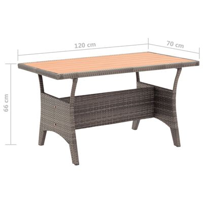 vidaXL Trädgårdsbord grå 120x70x66 cm konstrotting
