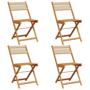 vidaXL Hopf&auml;llbara stolar 4 st beige massivt tr&auml; akacia