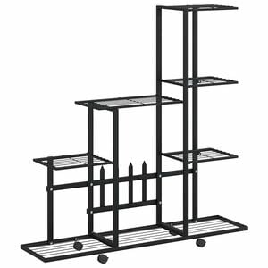 vidaXL V&auml;xtst&auml;ll p&aring; hjul 94,5x25x92,5 cm svart metall