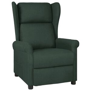 vidaXL Reclinerf&aring;t&ouml;lj m&ouml;rkgr&ouml;n tyg