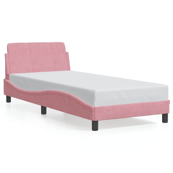 vidaXL Bed Frame with Headboard "Dover" Pink 90x200 cm Velvet