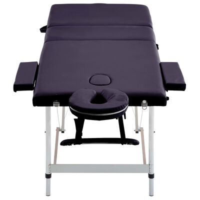 vidaXL Hopfällbar massagebänk 3 sektioner aluminium lila