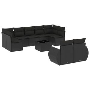 vidaXL Loungegrupp 10 delar med svarta dynor konstrotting