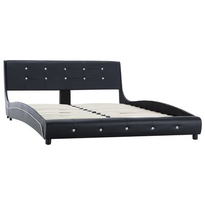 vidaXL Säng med madrass svart konstläder 140x200 cm