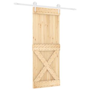 vidaXL Skjutd&ouml;rr Naturlig och vit 80 x 210 cm Massiv furutr&auml;d&ouml;rr