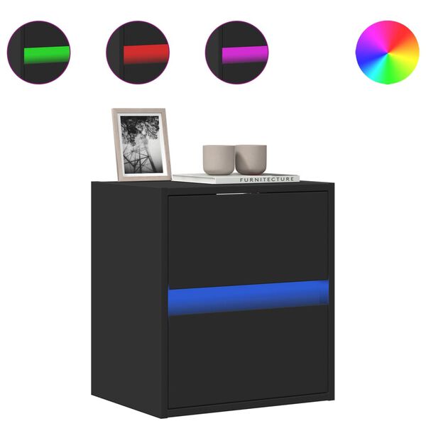 vidaXL V&auml;ggmonterad tv-b&auml;nk LED svart 41x31x45 cm