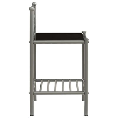vidaXL Sängbord grå och svart 43x33x65 cm metall och glas