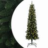 vidaXL Konstgjort smalt jultr&auml;d 150 cm 150 LED-lampor Varmvit PVC Gr&ouml;n