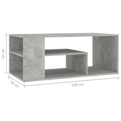 vidaXL Soffbord betonggrå 100x50x40 cm spånskiva