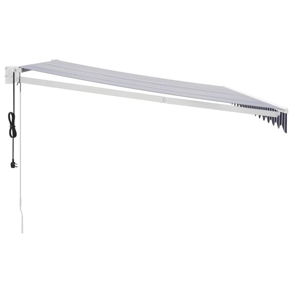 vidaXL Automatisk inf&auml;llbar markis bl&aring; och vit 4x3 m