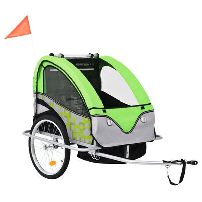 vidaXL Cykelvagn och barnvagn 2-i-1 grön och grå