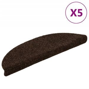 vidaXL Trappmattor sj&auml;lvh&auml;ftande 5 st 56x17x3 cm bruna halvrunda