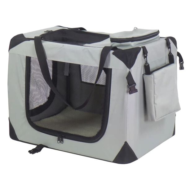 @Pet Transportbur nylon 90x61x65 cm gr&aring; 11074
