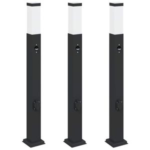 vidaXL Pollare med sensor och uttag 3 st 80 cm svart IP44