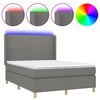 vidaXL Rams&auml;ng med madrass & LED m&ouml;rkgr&aring; 140x190 cm tyg