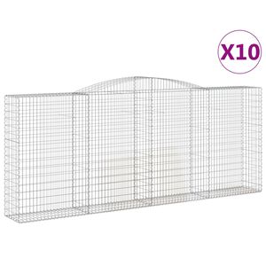vidaXL Gabion b&aring;gformad 10 st 400x50x160/180 cm galvaniserat j&auml;rn