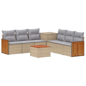 vidaXL Soffset 8 st Beige och Ljusgr&aring; Poly Rattan och st&aring;l
