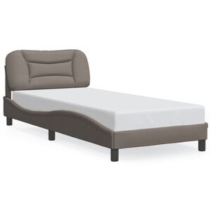 vidaXL Bed Frame with LED without Mattress "Hvar" Taupe 90x190 cm Fabric