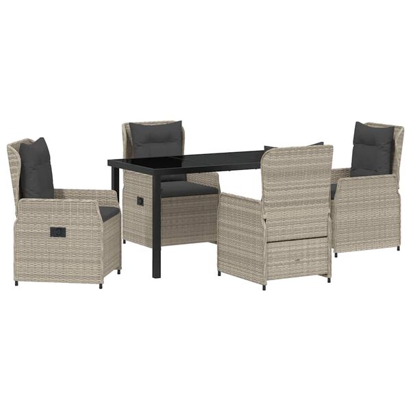 vidaXL Tr&auml;dg&aring;rdsm&ouml;belset 5 pcs Ljusgr&aring; konstrotting