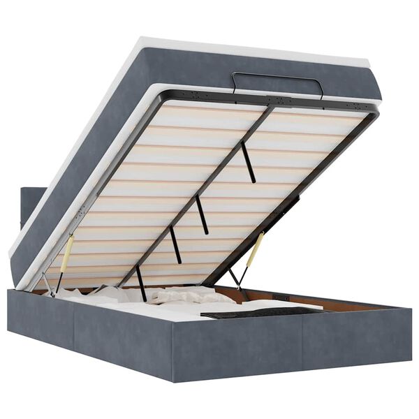 vidaXL Ottoman s&auml;ngram med madrass m&ouml;rkgr&aring; 120x200 cm sammet