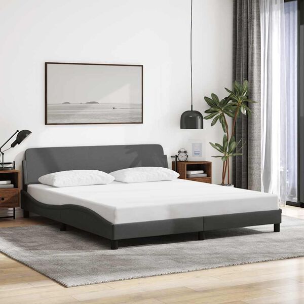 vidaXL Bed Frame "Dover" Dark Grey 160x200 cm Fabric