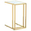 vidaXL Sidobord till datorbord vit marmor 50x35x65 cm h&auml;rdat glas