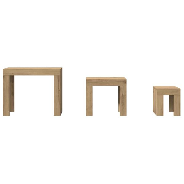 vidaXL Satsbord 3 st artisan ek konstruerat tr&auml;