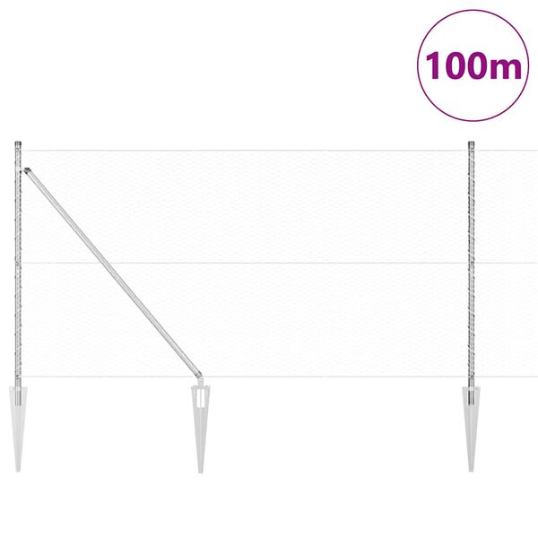 vidaXL St&auml;ngselstolpe Silver 100 x 1,4 m (25 mm maskor) St&aring;l