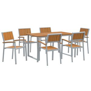 vidaXL Tr&auml;dg&aring;rdsm&ouml;belset 7 st Gr&aring; Massivt Akaciatr&auml;