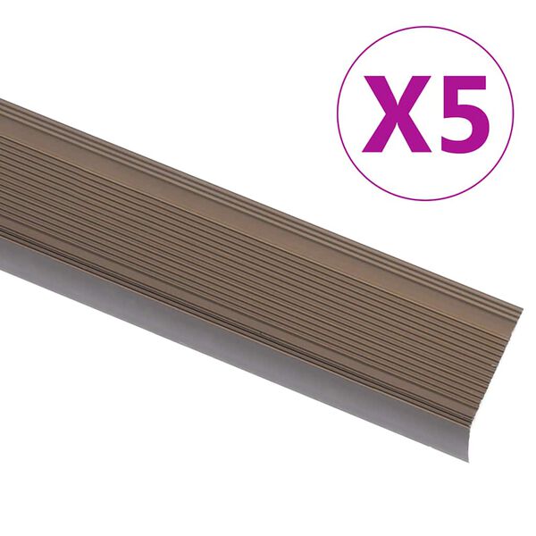 vidaXL L-formade halkskydd f&ouml;r trapp 5 st aluminium 100 cm brun