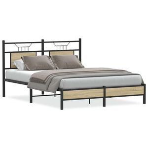 vidaXL S&auml;ngram utan madrass sonoma-ek 140x190 cm konstruerad tr&auml;