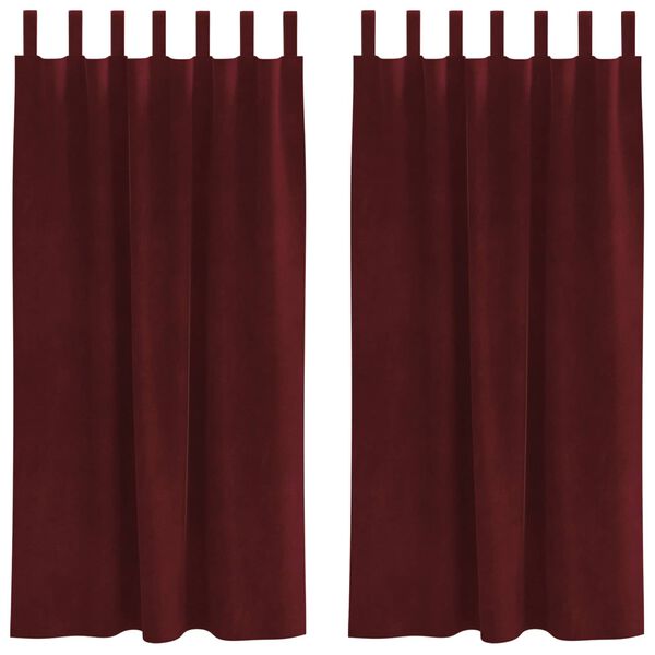 vidaXL M&ouml;rkl&auml;ggningsgardiner 2 pcs Vinr&ouml;d 140 x 175 cm Sammet