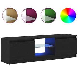 vidaXL TV-b&auml;nk med LED-lampor svart ek 120x30x36 cm konstruerat tr&auml;