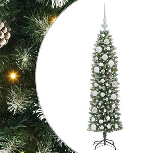 vidaXL Konstgjort smalt jultr&auml;d med 150 LED-lampor Gr&ouml;n och Vit 120 cm