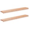 vidaXL F&ouml;nsterbr&auml;dor 2 st Naturlig 90 x 15 x 2 cm Massivt boktr&auml;