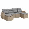 vidaXL Soffgrupp f&ouml;r tr&auml;dg&aring;rden med dynor 6 delar beige konstrotting