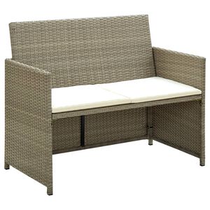 vidaXL Tr&auml;dg&aring;rdssoffa 2-sits med dynor konstrotting beige