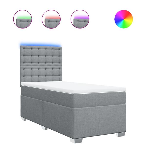 vidaXL Rams&auml;ng med madrass ljusgr&aring; 90x200 cm tyg