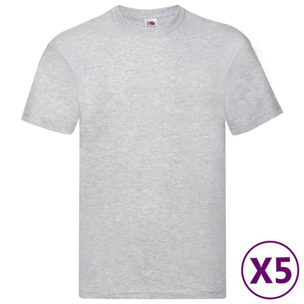 Fruit of the Loom Original t-shirt 5-pack grå stl. 3XL bomull