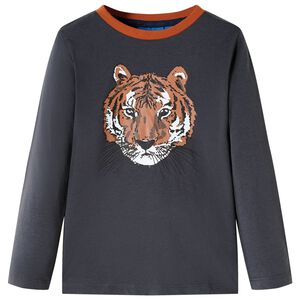 T-shirt med l&aring;nga &auml;rmar f&ouml;r barn antracit 92