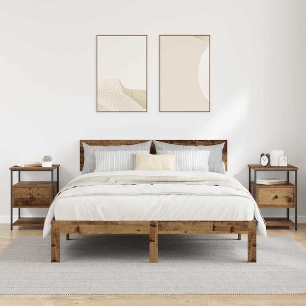 vidaXL Nattduksbord 2 pcs Gammalt tr&auml; 40 x 42 x 56 cm Konstruerat tr&auml;