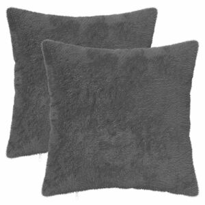 vidaXL Kudd&ouml;verdrag 2 st HEERLEN M&ouml;rkgr&aring; 35 x 35 cm Faux Kaninp&auml;ls