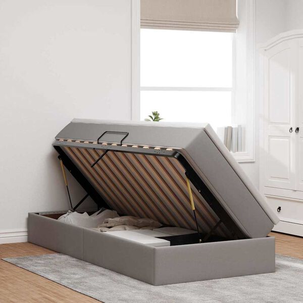 vidaXL F&ouml;rvaringss&auml;ng med madrass Taupe 90 x 190 cm Polyester