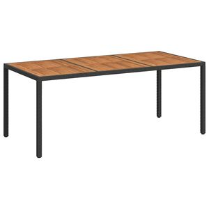vidaXL Tr&auml;dg&aring;rdsbord 190x90x75 cm konstrotting och akaciatr&auml; svart