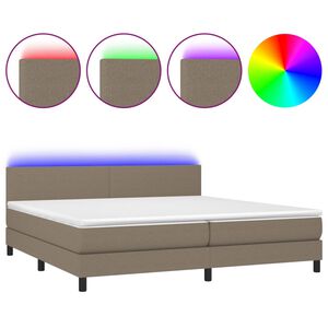vidaXL Rams&auml;ng med madrass & LED taupe 200x200 cm tyg