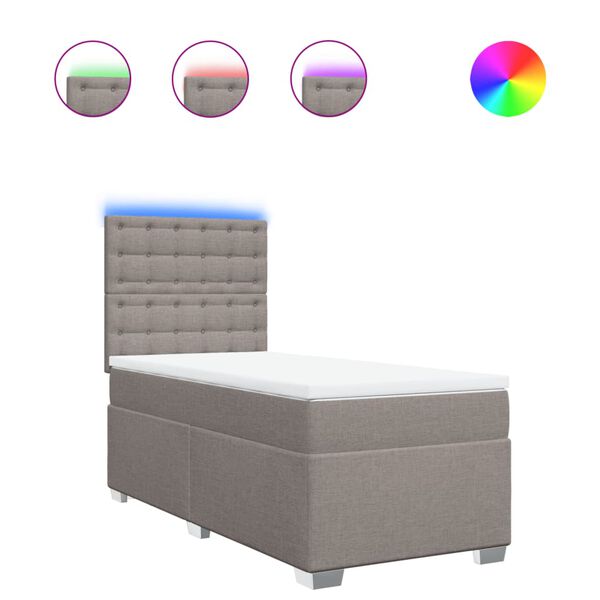 vidaXL Rams&auml;ng med madrass taupe 90x190 cm tyg