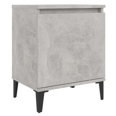 vidaXL Sängbord med metallben betonggrå 40x30x50 cm
