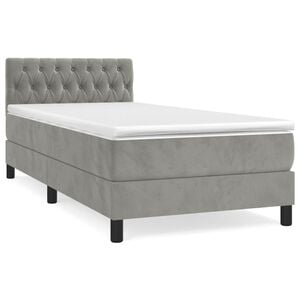 vidaXL Rams&auml;ng med madrass ljusgr&aring; 100x200 cm sammet