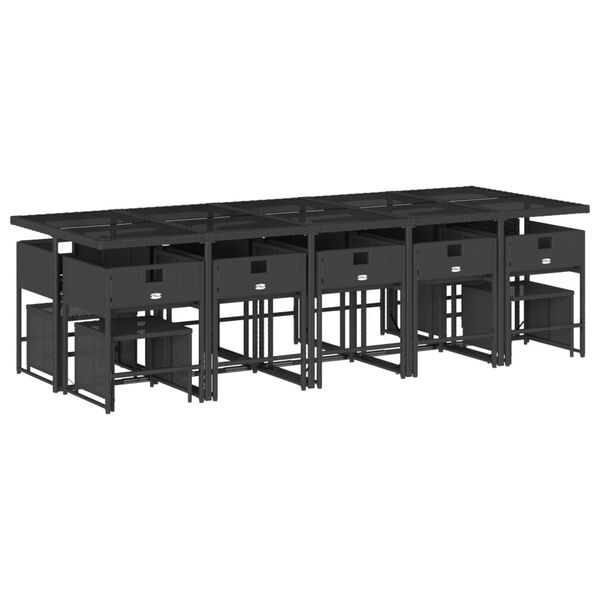 vidaXL Matgrupp f&ouml;r tr&auml;dg&aring;rden med dynor 15 delar svart konstrotting